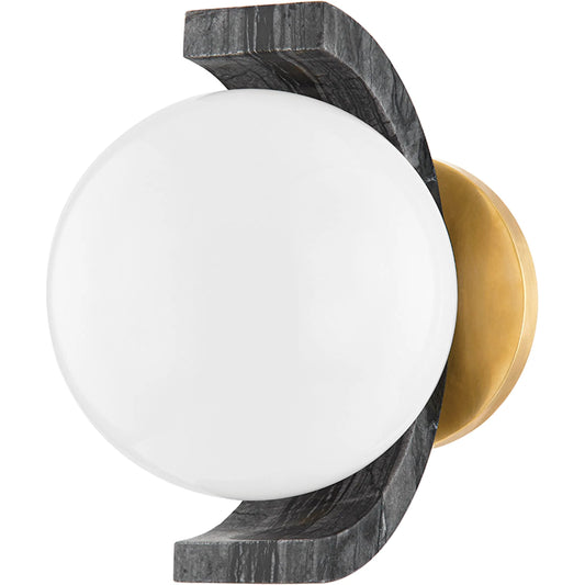 Zurich Sconce by Corbett in vintage brass. Made from brass in a modern style.