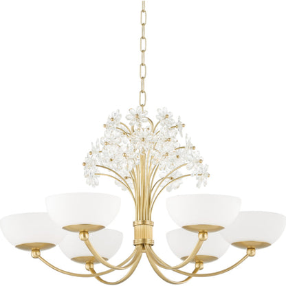 Beaumont Chandelier by Hudson Valley. Made from brass in a transitional style.