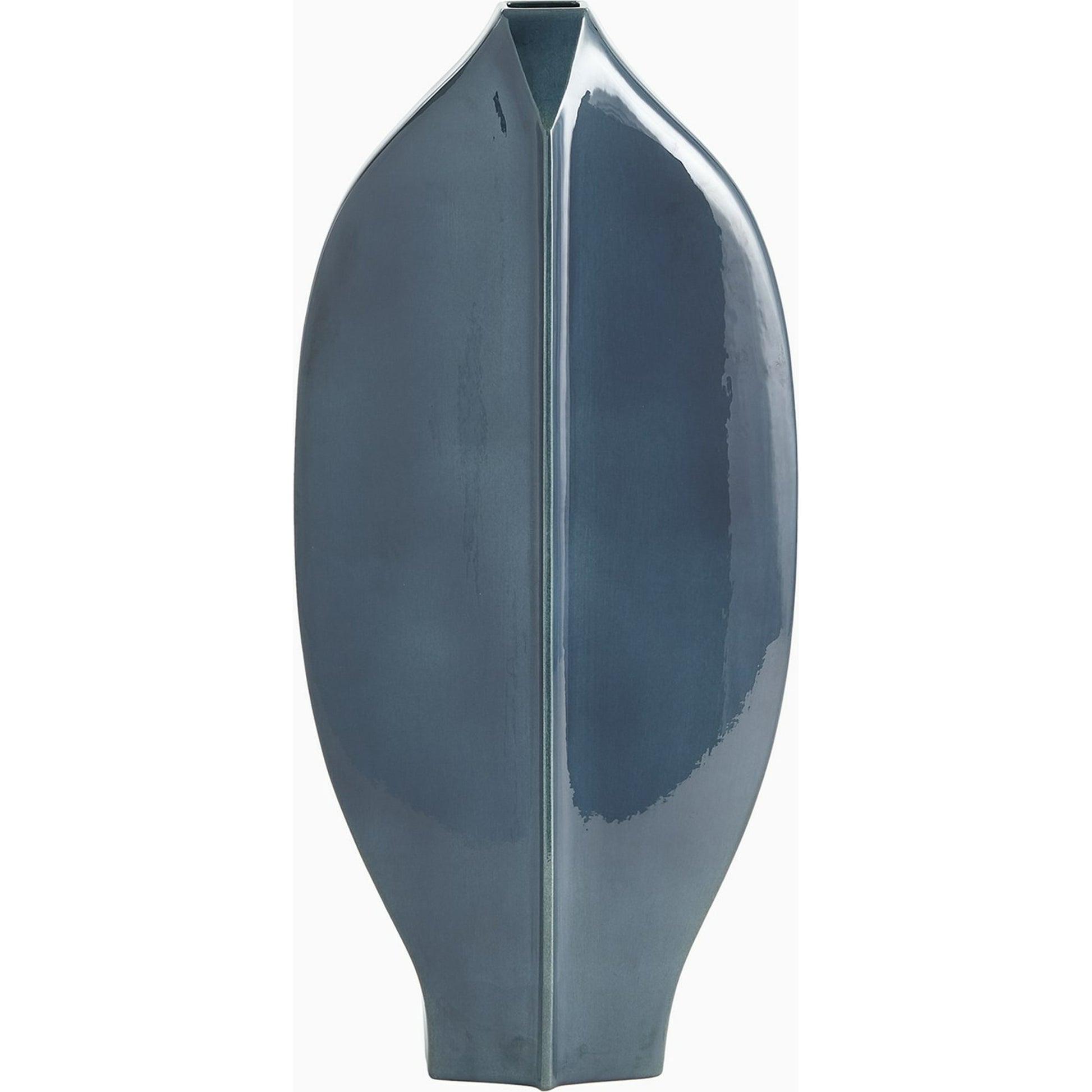 Center Ridge Vase by Global Views in blue. Made from earthenware-reactive glaze in a modern style.