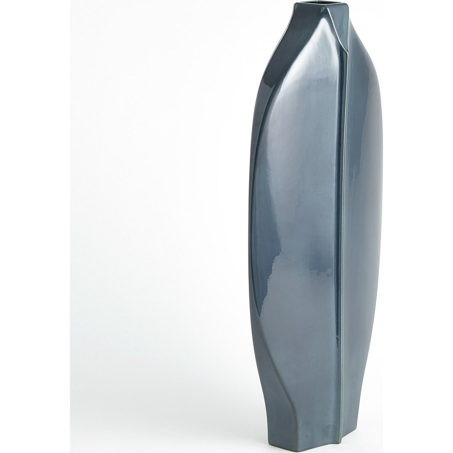 004 SR-891520 | Additional Silo | Center Ridge Vase by Global Views in blue. Made from earthenware-reactive glaze in a modern style.