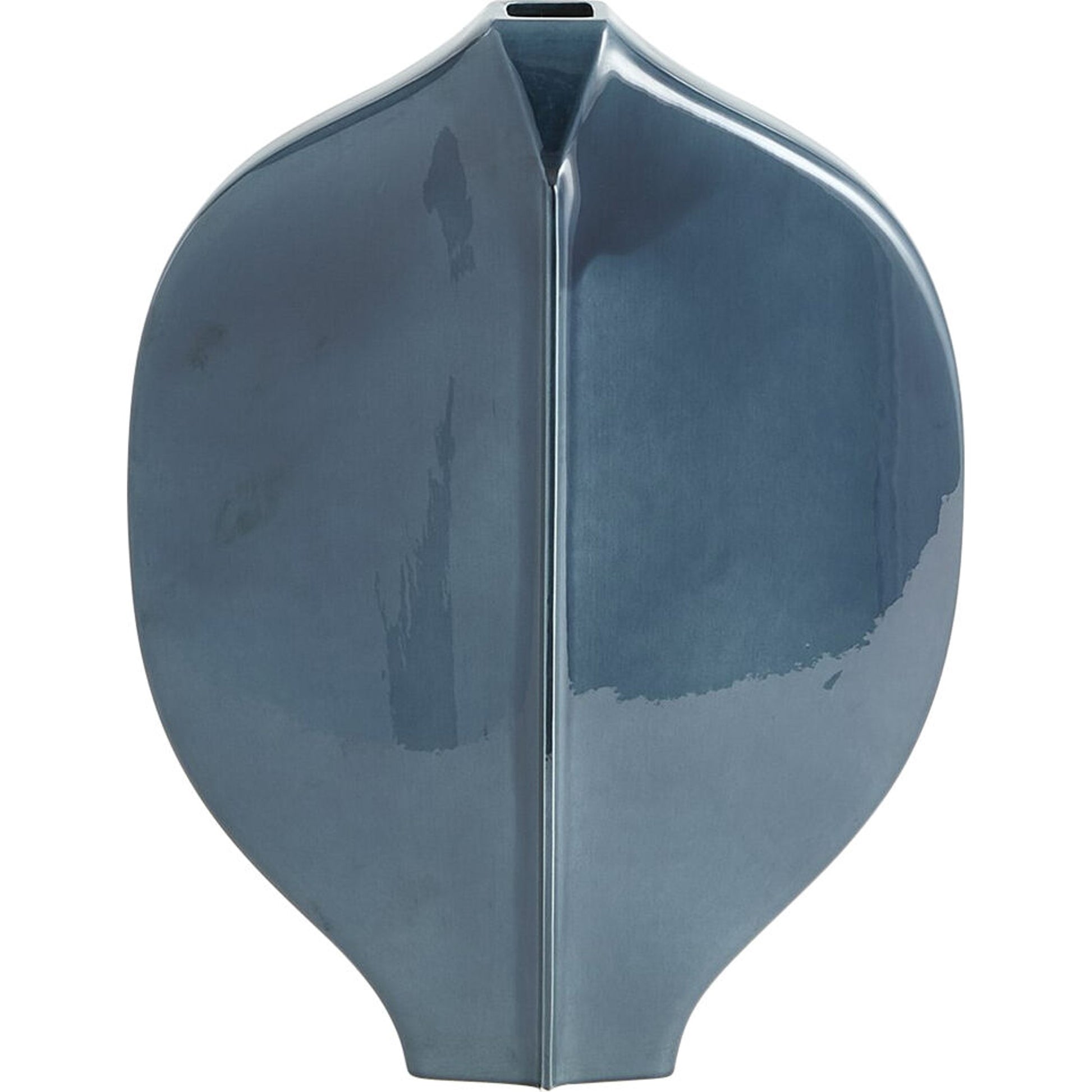Center Ridge Vase by Global Views in blue. Made from earthenware-reactive glaze in a modern style.