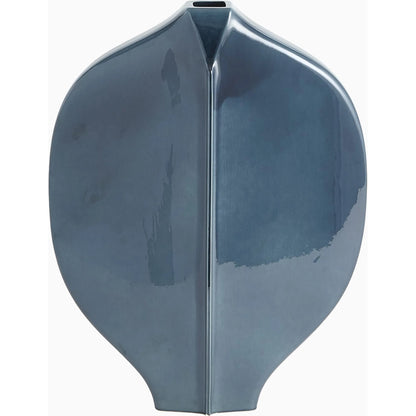 Center Ridge Vase by Global Views in blue. Made from earthenware-reactive glaze in a modern style.