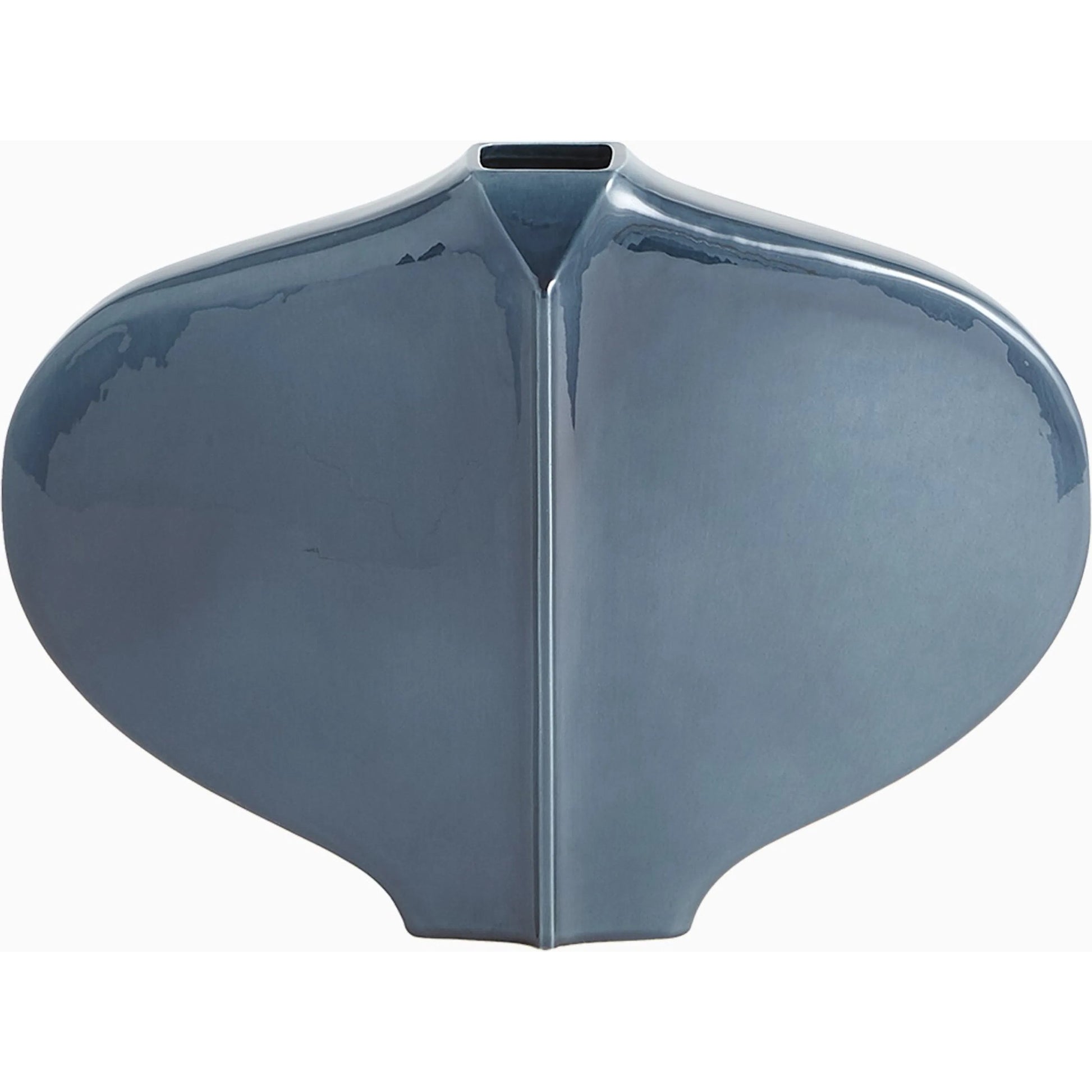 Center Ridge Vase by Global Views in blue. Made from earthenware-reactive glaze in a modern style.
