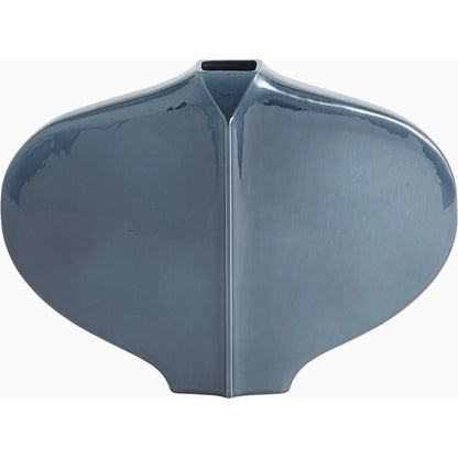 Center Ridge Vase by Global Views in blue. Made from earthenware-reactive glaze in a modern style.