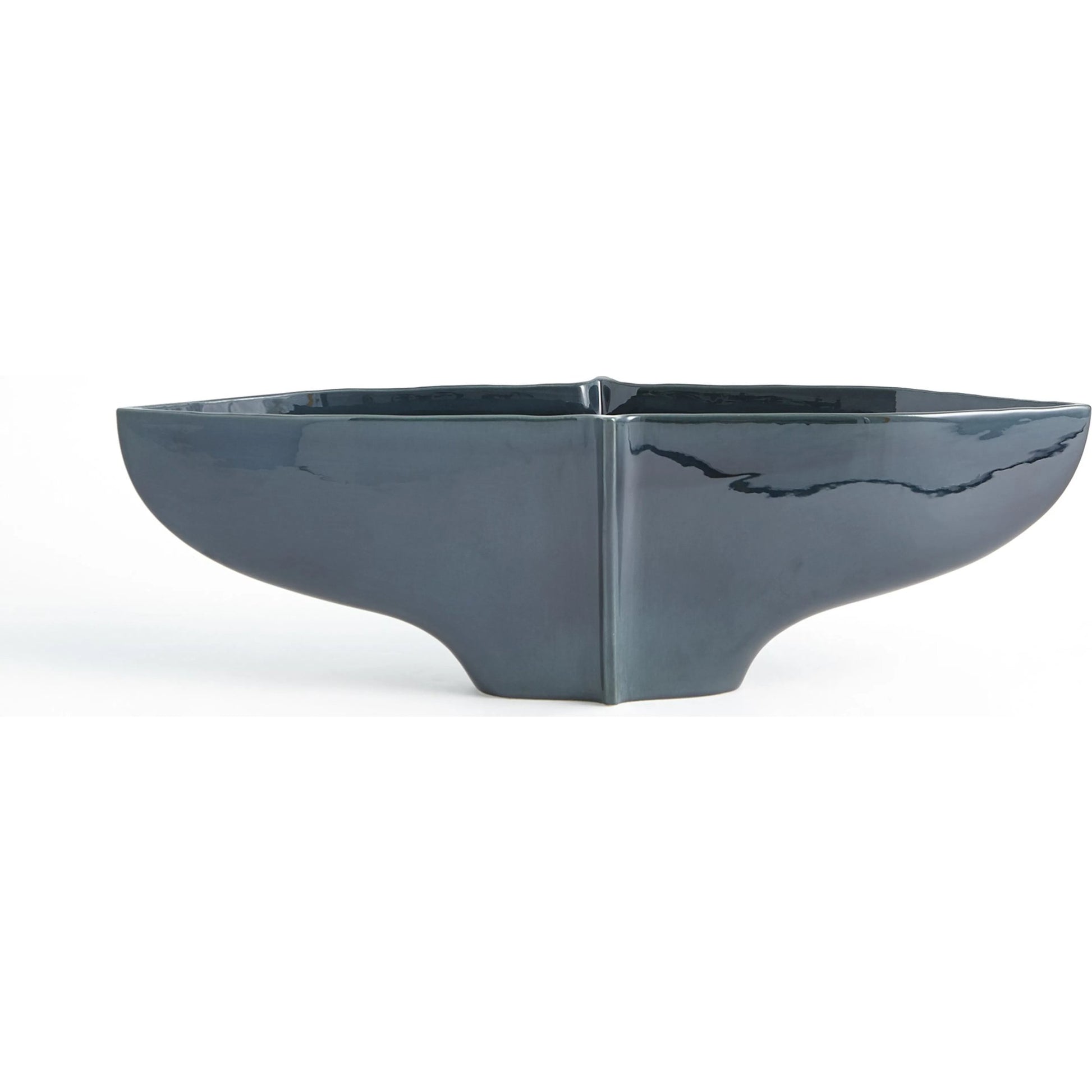 Center Ridge Bowl by Global Views in blue. Made from earthenware-reactive glaze in a modern style.