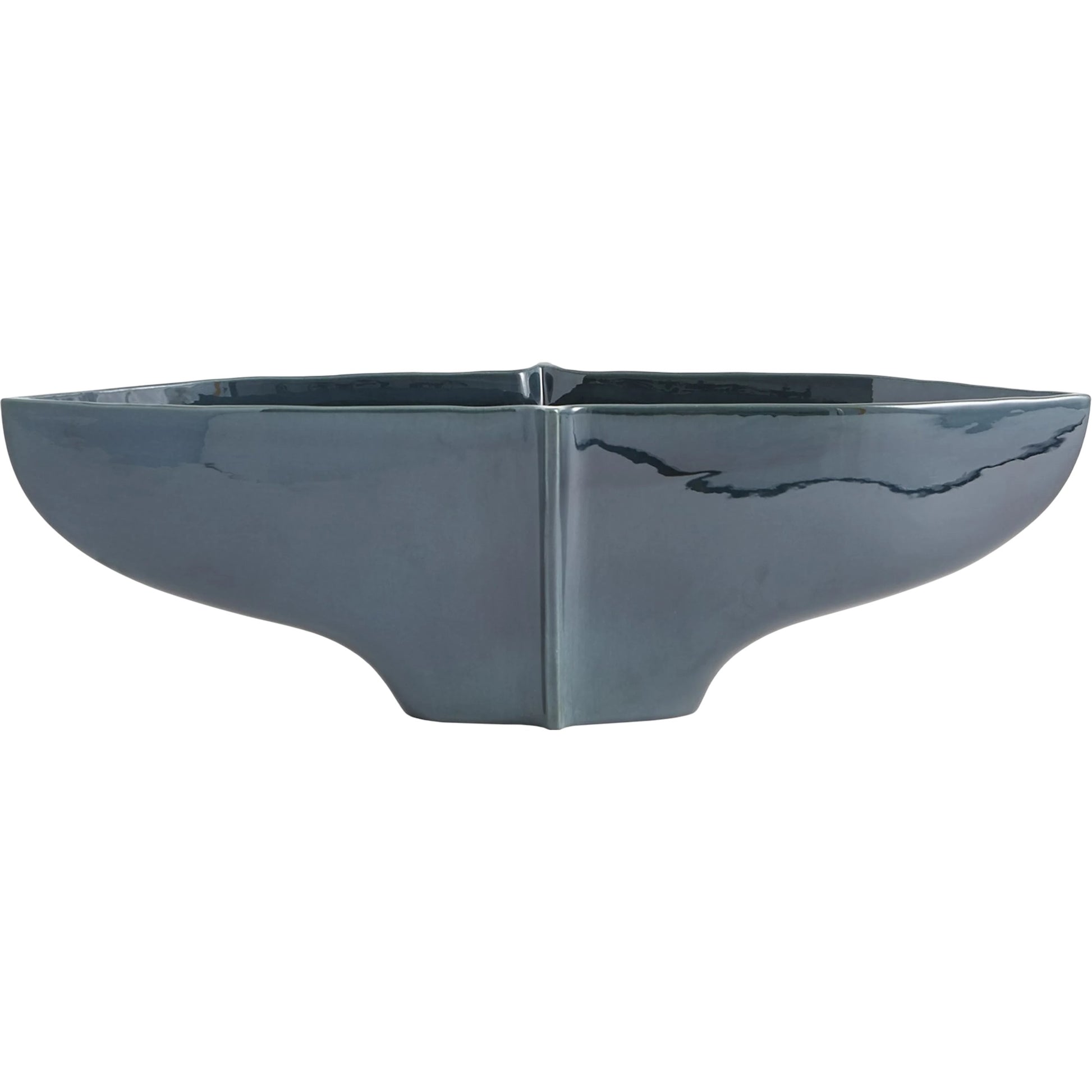 Center Ridge Bowl by Global Views in blue. Made from earthenware-reactive glaze in a modern style.