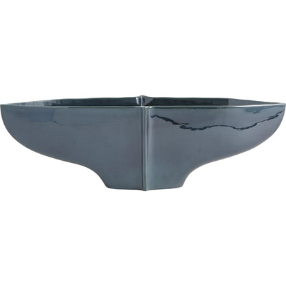 Center Ridge Bowl by Global Views in blue. Made from earthenware-reactive glaze in a modern style.