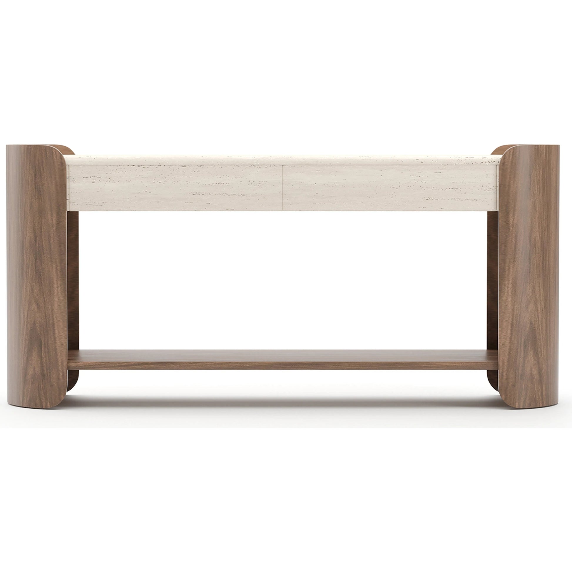 Fleur Console Table by Caracole in porcini. Made from stone in a transitional style.