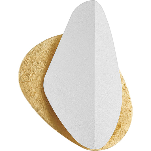Oslo Sconce by Corbett in vintage gold leaf. Made from steel, aluminum in a modern style.