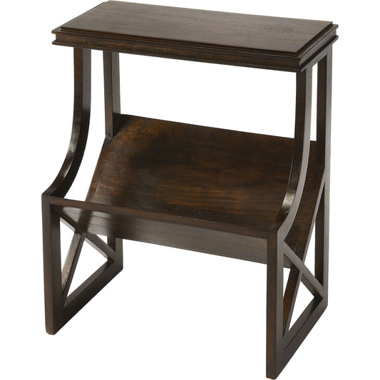 Pascal Book Table by Butler Specialty Company in dark brown and dark brown wood. Made from mango wood solids in a cottage & farmhouse style.