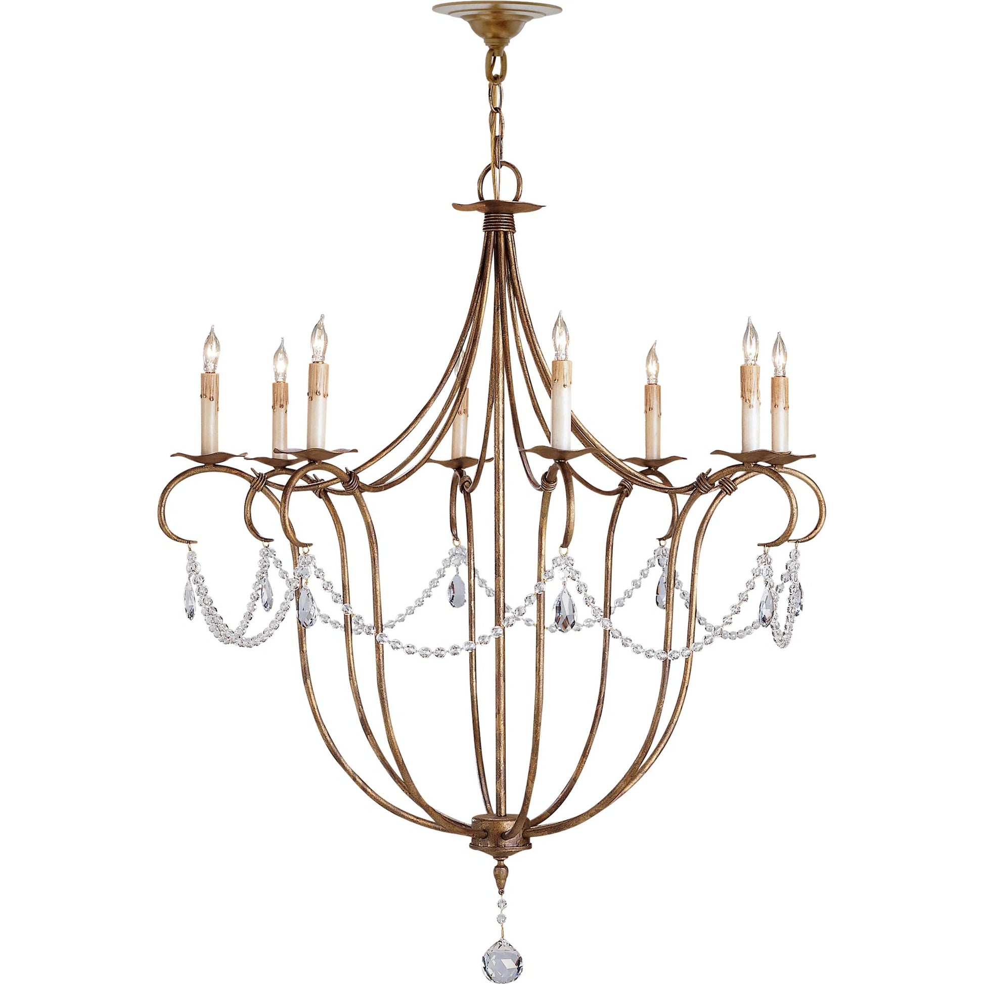 Crystal Light Chandelier by Currey and Company. Made from wrought iron, crystal in a traditional style.