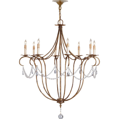 Crystal Light Chandelier by Currey and Company. Made from wrought iron, crystal in a traditional style.