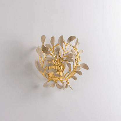 Maybrook Wall Sconce by Hudson Valley in vintage gold leaf. Made from iron in a modern style.