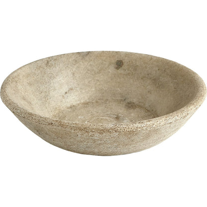 Marble Bowl by Global Views in antiqued white. Made from lime stone stained marble in a eclectic & global style.