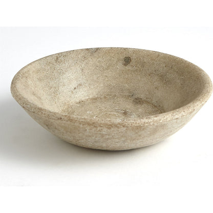Marble Bowl by Global Views in antiqued white. Made from lime stone stained marble in a eclectic & global style.