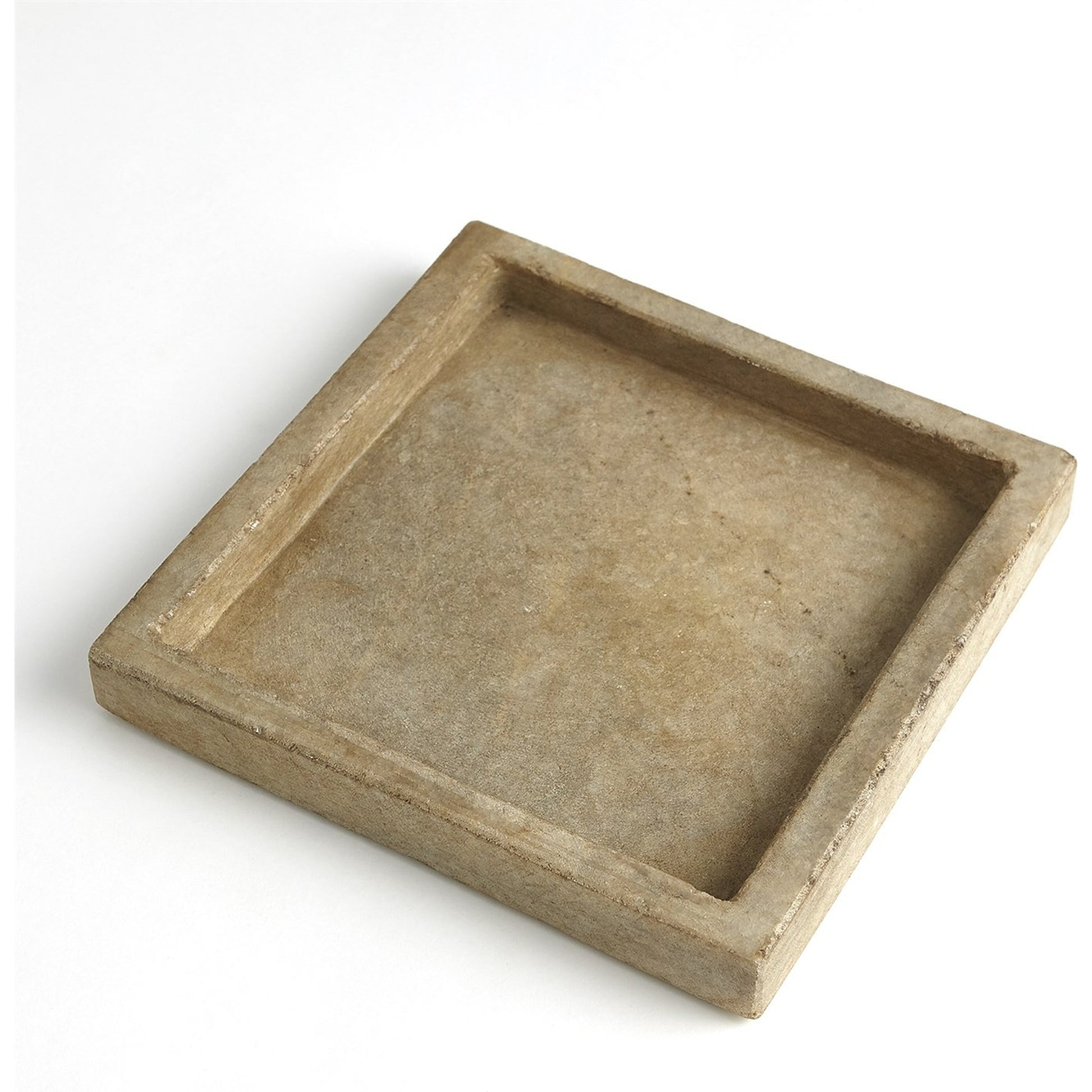 Marble Tray by Global Views in antiqued white. Made from lime stone stained marble in a eclectic & global style.