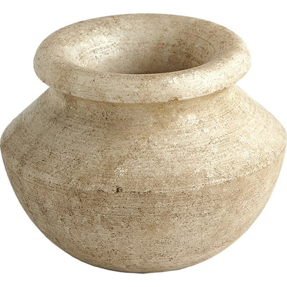 Marble Vase by Global Views in antiqued white. Made from lime stone stained marble in a eclectic & global style.