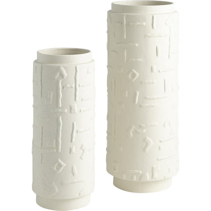 Sankuru Vase by Global Views in rustic white. Made from earthenware in a eclectic & global style.