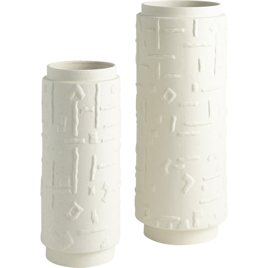 Sankuru Vase by Global Views in rustic white. Made from earthenware in a eclectic & global style.
