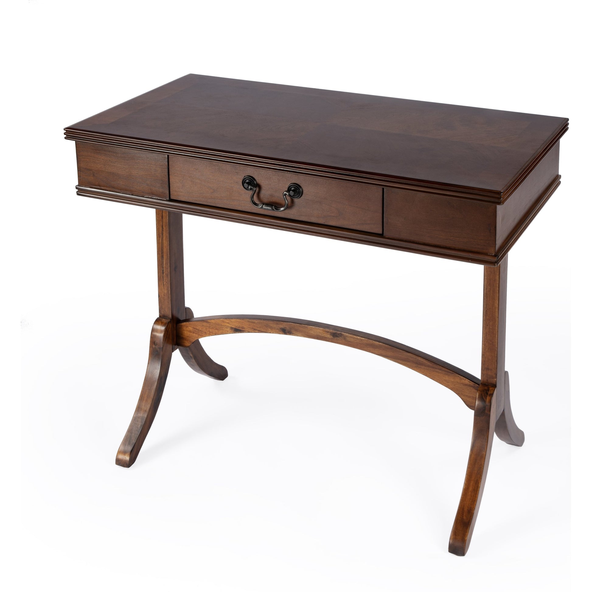Alta Writing Desk by Butler Specialty Company. Made from acacia, pine wood solids, cherry veneer, mdf, antique brass hardware, metal drawer glides in a traditional style.