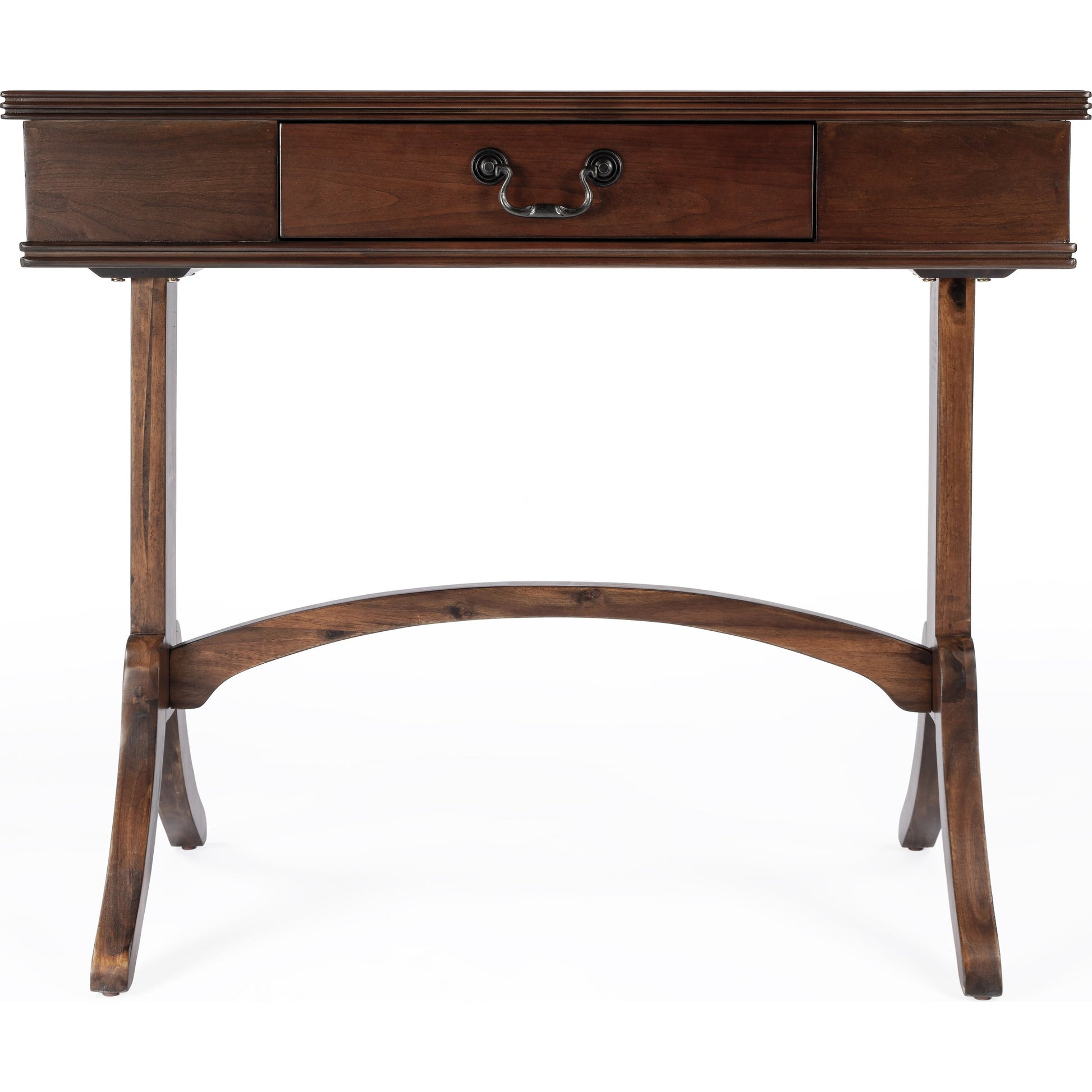 Alta Writing Desk by Butler Specialty Company. Made from acacia, pine wood solids, cherry veneer, mdf, antique brass hardware, metal drawer glides in a traditional style.