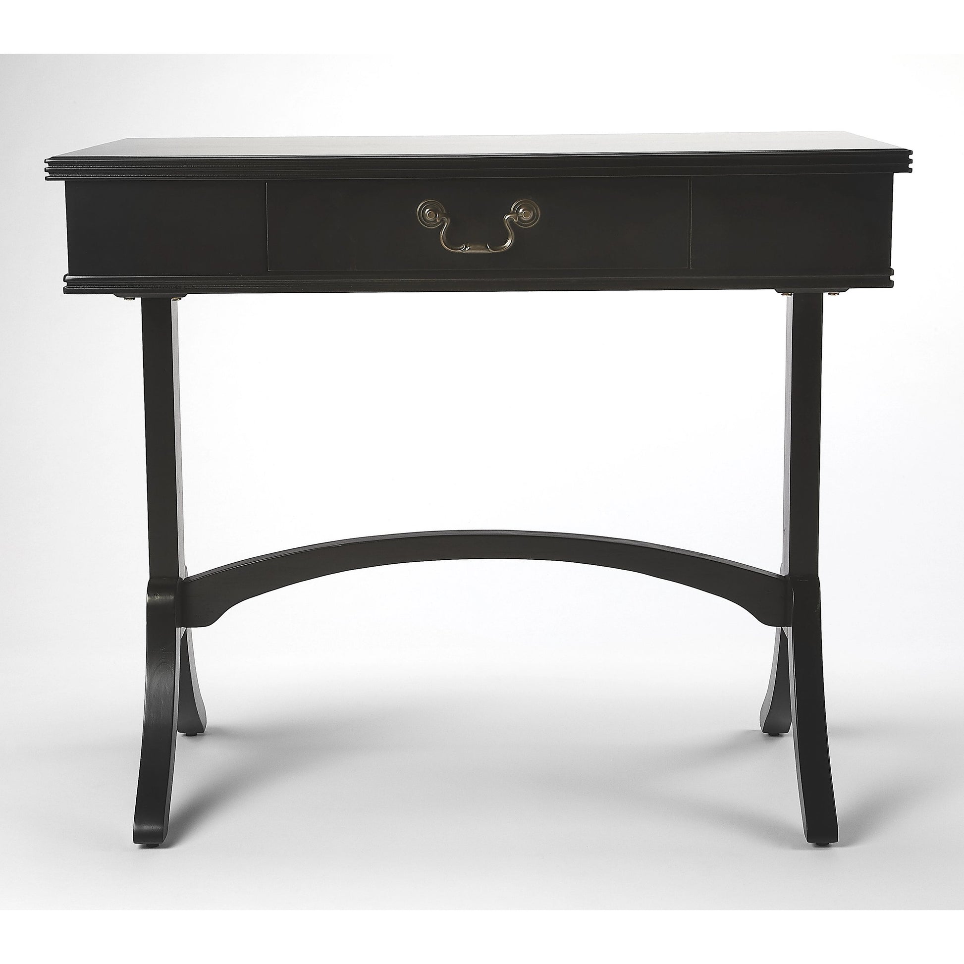Alta Writing Desk by Butler Specialty Company. Made from acacia, pine wood solids, cherry veneer, mdf, antique brass hardware, metal drawer glides in a traditional style.