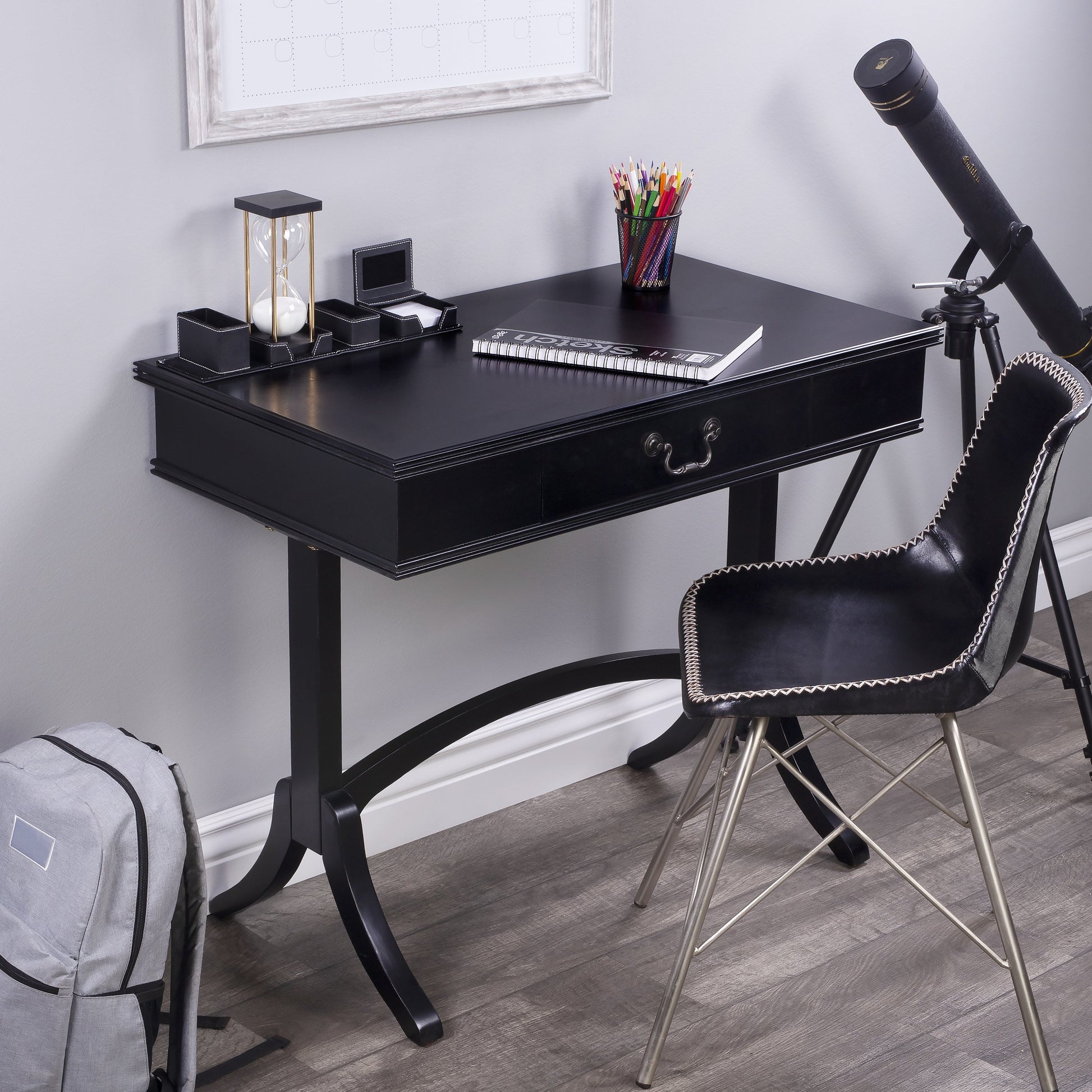 Alta Writing Desk by Butler Specialty Company. Made from acacia, pine wood solids, cherry veneer, mdf, antique brass hardware, metal drawer glides in a traditional style.