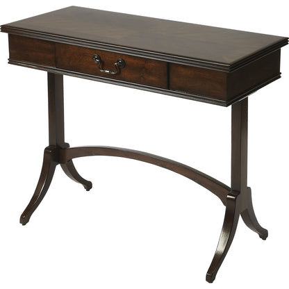 Alta Writing Desk by Butler Specialty Company. Made from acacia, pine wood solids, cherry veneer, mdf, antique brass hardware, metal drawer glides in a traditional style.