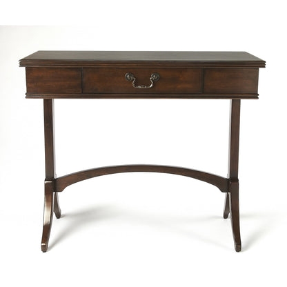 Alta Writing Desk by Butler Specialty Company. Made from acacia, pine wood solids, cherry veneer, mdf, antique brass hardware, metal drawer glides in a traditional style.