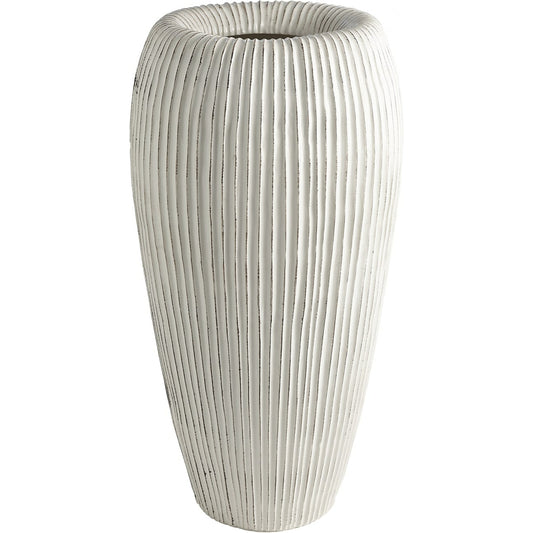 Baleen Cachepot by Global Views in ivory. Made from ceramic in a coastal style.