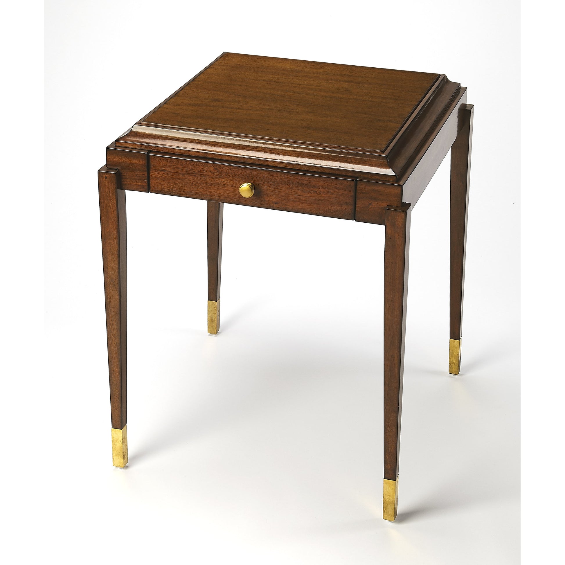 Adrian Antique Cherry Game Table by Butler Specialty Company in medium brown and antique cherry. Made from mahogany wood solids, walnut, ash veneers in a traditional style.