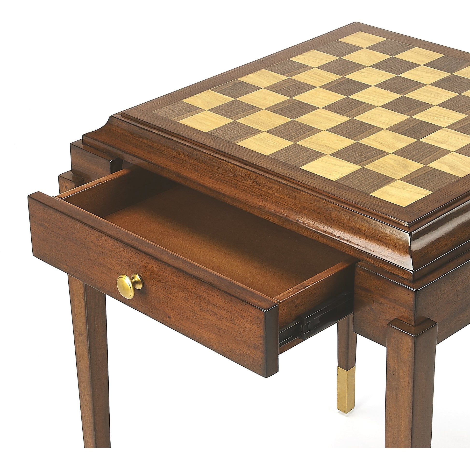 Adrian Antique Cherry Game Table by Butler Specialty Company in medium brown and antique cherry. Made from mahogany wood solids, walnut, ash veneers in a traditional style.
