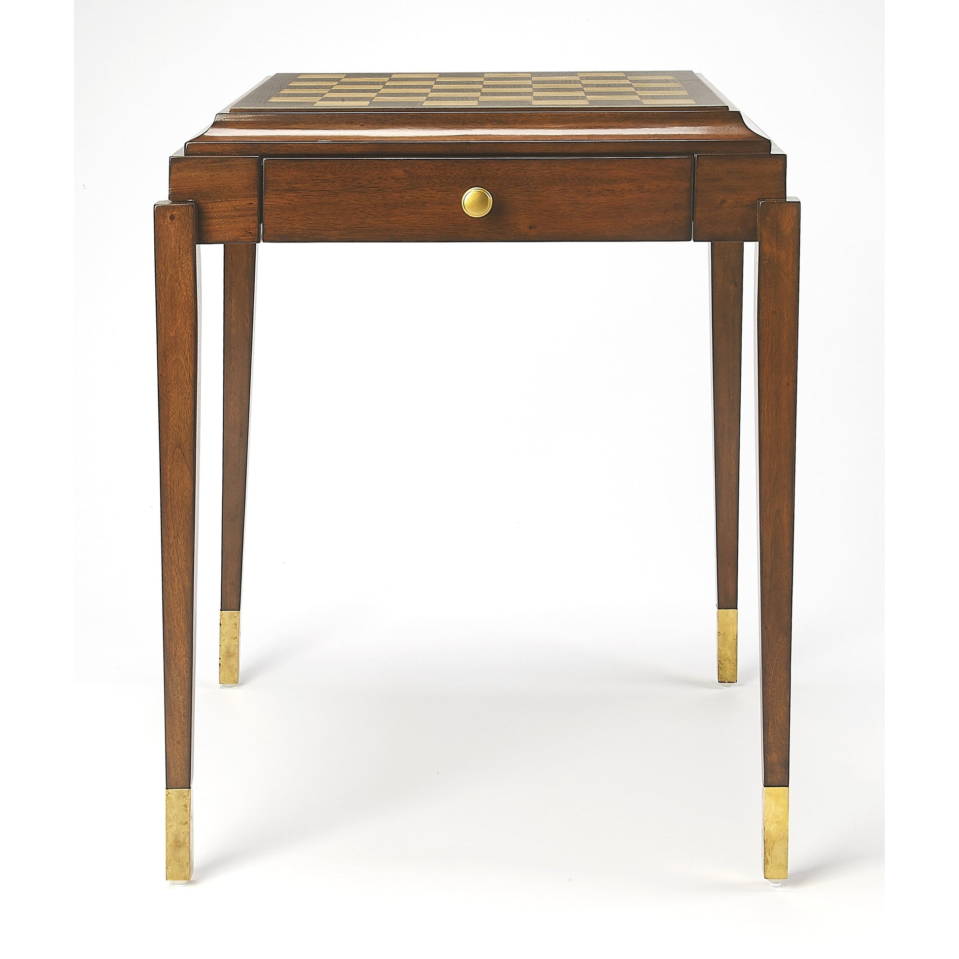 Adrian Antique Cherry Game Table by Butler Specialty Company in medium brown and antique cherry. Made from mahogany wood solids, walnut, ash veneers in a traditional style.