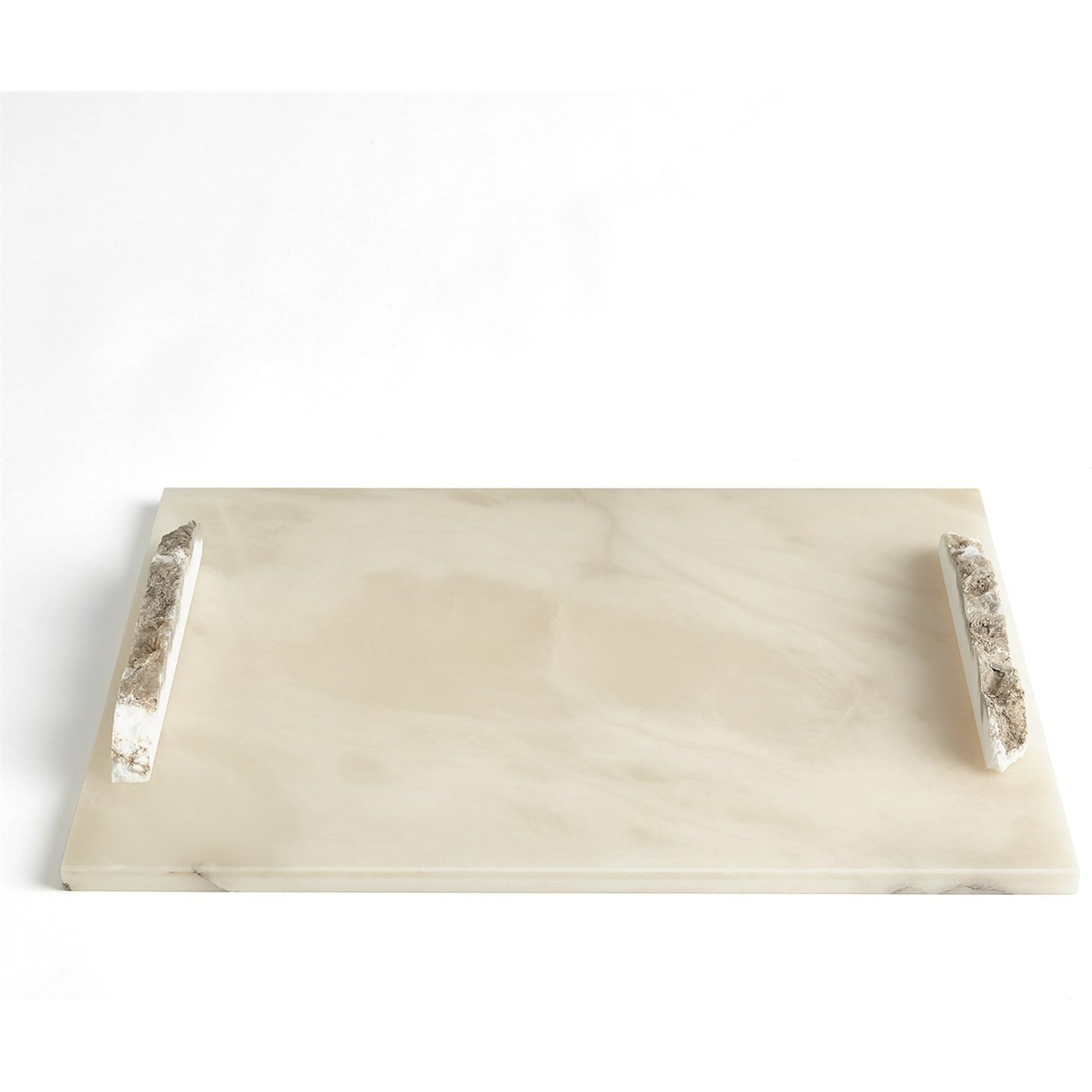 Alabaster Rectangle Tray with Rock Handles by Global Views. Made from alabaster in a modern style.