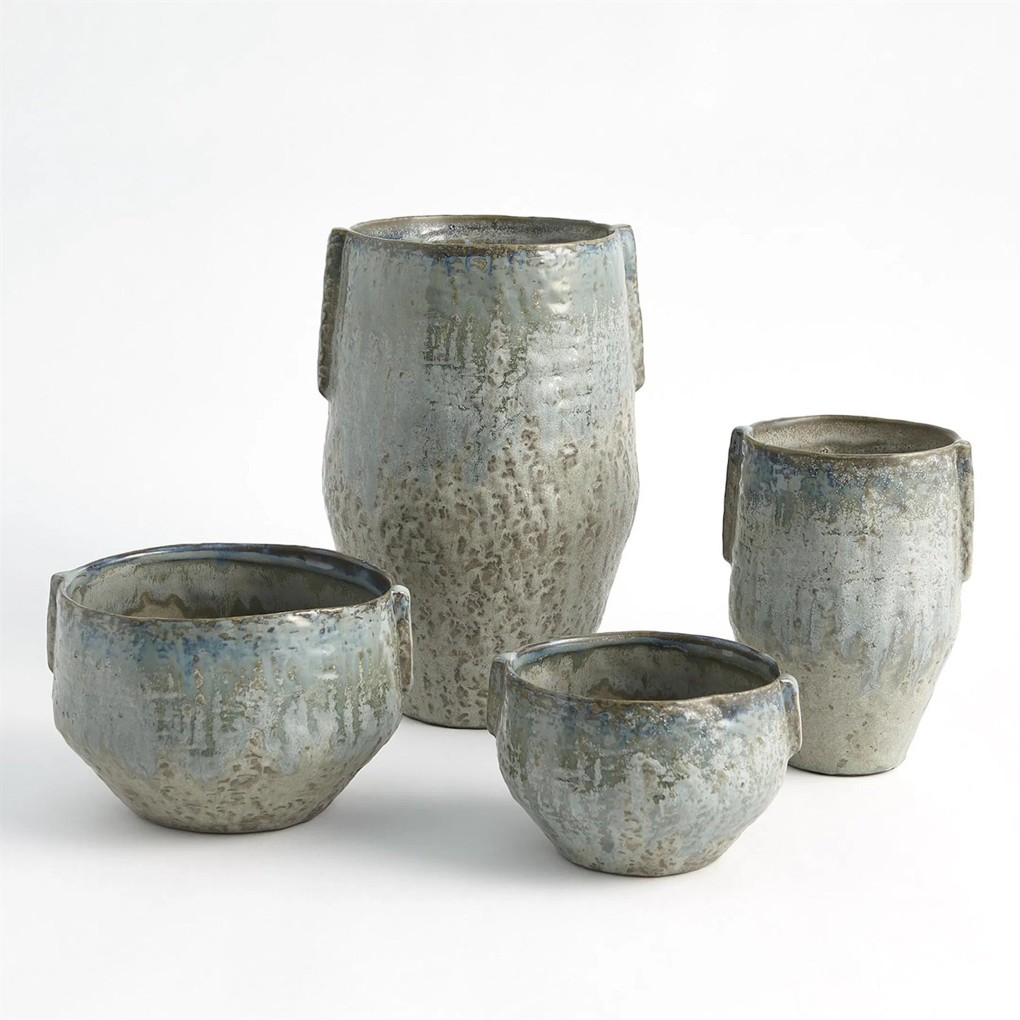 001 SR-939995,SR-939996 | Additional Silo | Pinch Pot Planter by Global Views in reactive seafoam. Made from ceramic in a eclectic & global style.