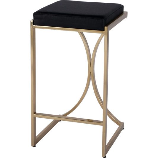 Natalya Counter Height Stool by Butler Specialty Company in black. Made from iron, stainless steel, faux leather, tris foam, plyboard in a unique style.