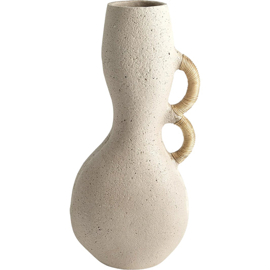 Hourglass Vase by Global Views in sandstone. Made from ecomix - an eco-friendly compound crafted from a proprietary blend of natural, recycled components in a eclectic & global style.