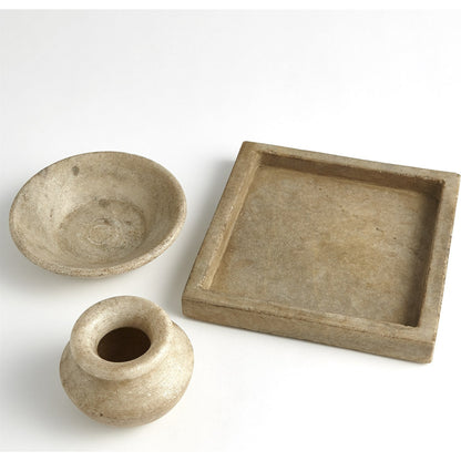 Marble Tray by Global Views in antiqued white. Made from lime stone stained marble in a eclectic & global style.