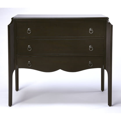 Wilshire Chest by Butler Specialty Company in dark brown and chocolate. Made from rubberwood solids, mdf, oak veneers, antique bronze finish hardware in a transitional style.