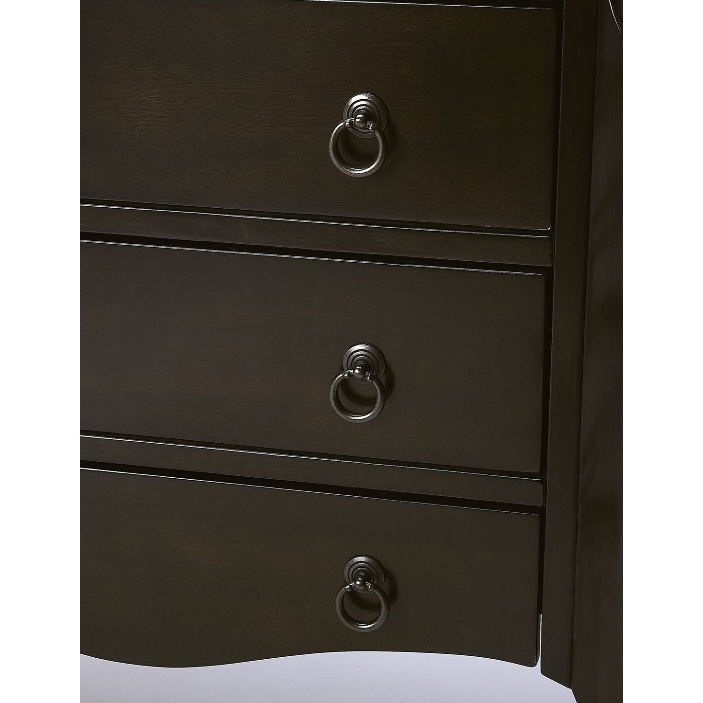 005 SR-770528 | Additional Silo | Wilshire Chest by Butler Specialty Company in dark brown and chocolate. Made from rubberwood solids, mdf, oak veneers, antique bronze finish hardware in a transitional style.
