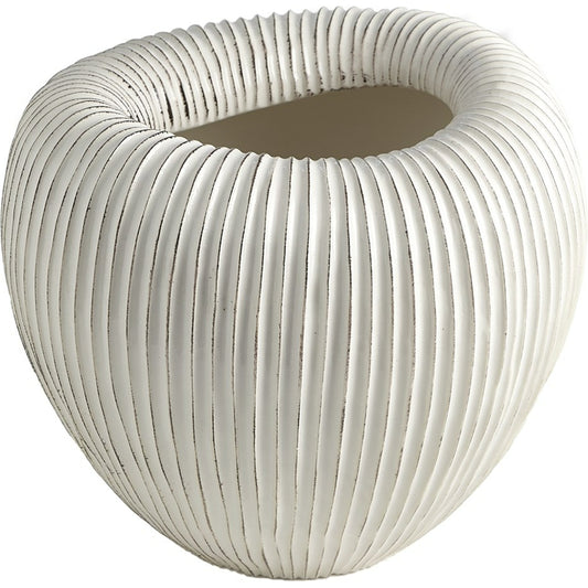Baleen Cachepot by Global Views in ivory. Made from ceramic in a coastal style.