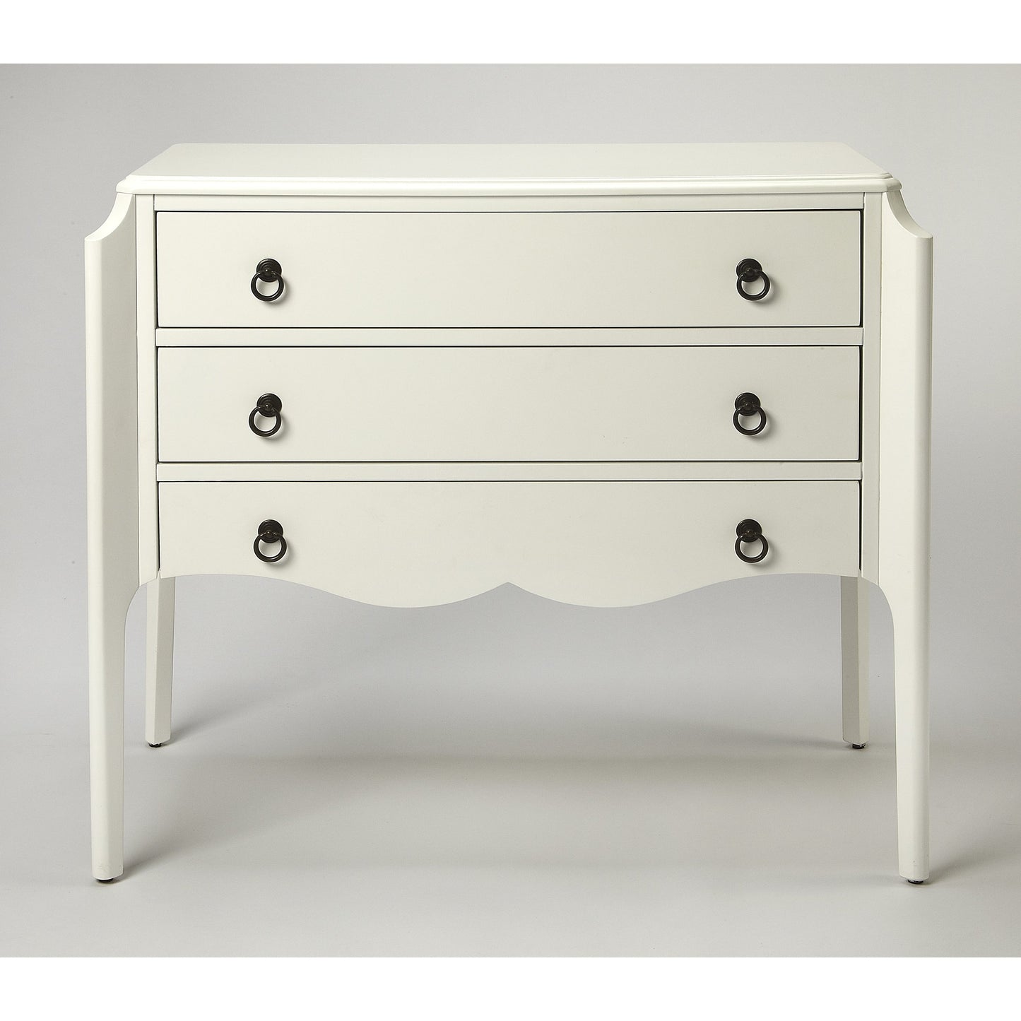 004 S-346405 | Additional Silo | Wilshire Accent Chest by Butler Specialty Company in white and glossy white. Made from rubberwood solids, mdf, oak veneer, antique bronze finished hardware in a transitional style.