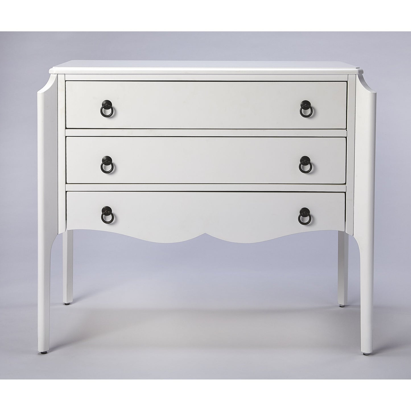 006 S-346405 | Additional Silo | Wilshire Accent Chest by Butler Specialty Company in white and glossy white. Made from rubberwood solids, mdf, oak veneer, antique bronze finished hardware in a transitional style.
