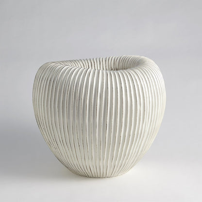 Baleen Cachepot by Global Views in ivory. Made from ceramic in a coastal style.