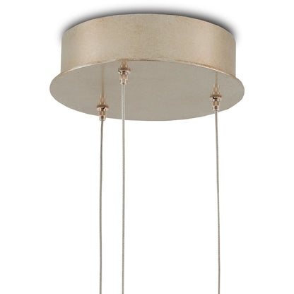 Banyan 3-Light Multi-Drop Pendant by Currey and Company in antique brass, clear, silver. Made from metal, glass in a modern style.