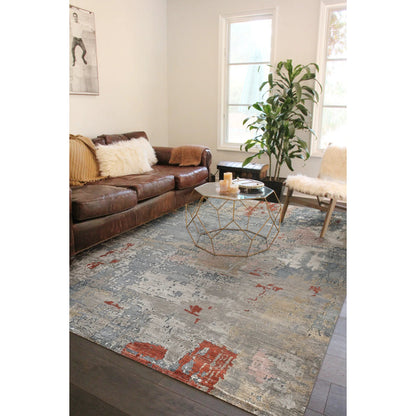 Laureno Rug by Exquisite Rugs in blue multi. Made from bamboo silk in a unique style.