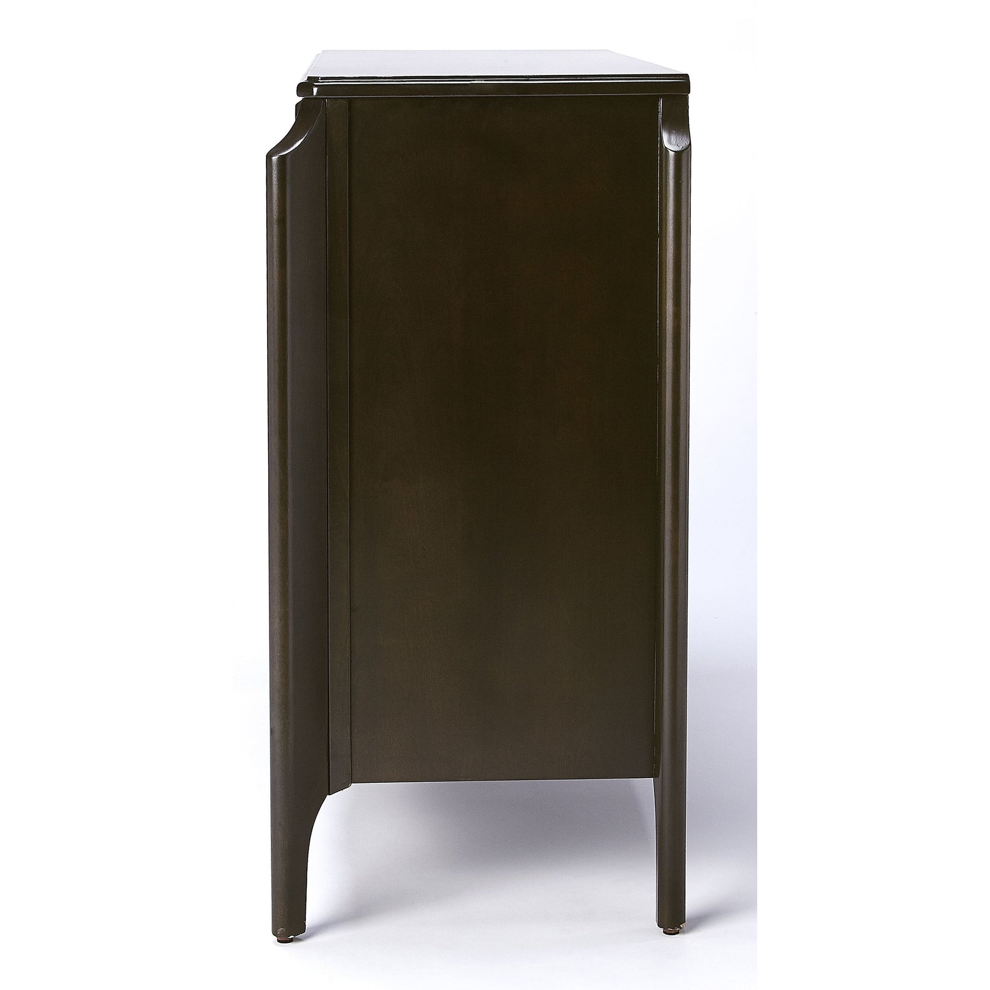 Wilshire Bookcase by Butler Specialty Company in white and glossy white. Made from rubberwood solids, oak veneers, mdf in a transitional style.