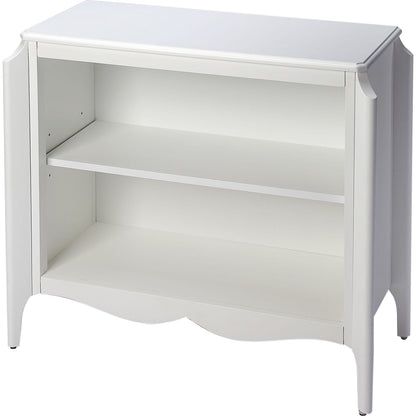 Wilshire Bookcase by Butler Specialty Company in white and glossy white. Made from rubberwood solids, oak veneers, mdf in a transitional style.