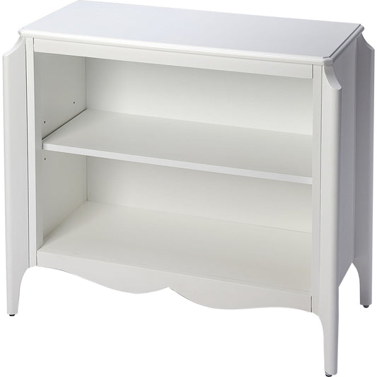 Wilshire Bookcase by Butler Specialty Company in white and glossy white. Made from rubberwood solids, oak veneers, mdf in a transitional style.