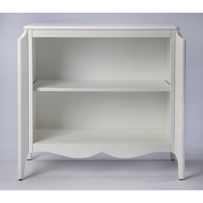 Wilshire Bookcase by Butler Specialty Company in white and glossy white. Made from rubberwood solids, oak veneers, mdf in a transitional style.